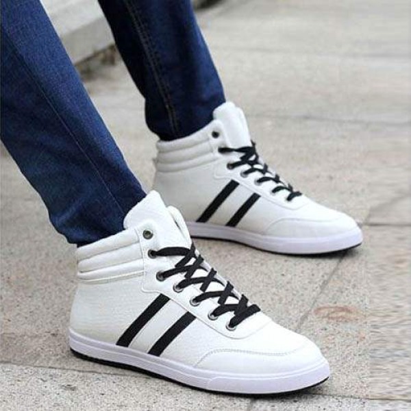 Baskets Homme Montantes Winter Sneakers Casual Sport Blanc